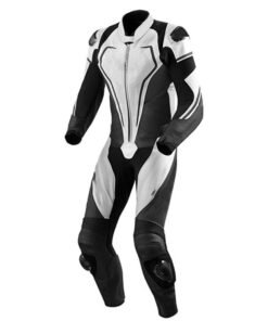 Black & White Panelled One-Piece Motorbike Racing Leather Suit (MB-05)