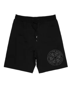 Black Fleece Shorts with White Circular Emblem (SH-06)