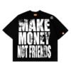 Black Oversized Tee with Heavy Slogan Print (TS-06)