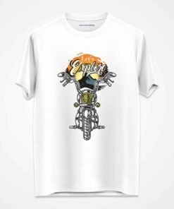 White Tee with Colour Motorbike Rider Print (TS-16)