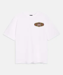 White Oversized Tee with Oval Chest Emblem (TS-19)