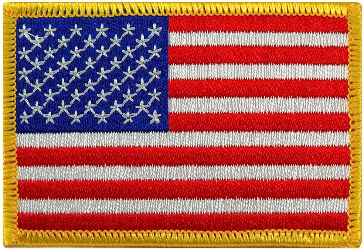 Embroidered USA Flag Patch with Gold Border