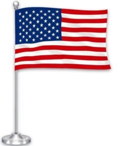 Hand-Stitched USA Desk Flag on Tall Chrome Stand